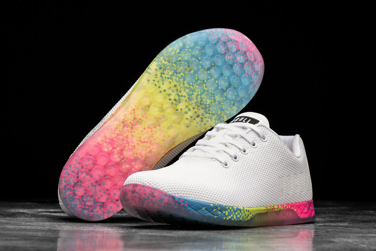 Nobull Superfabric Neon Men's Trainers White | Australia (QX5834)